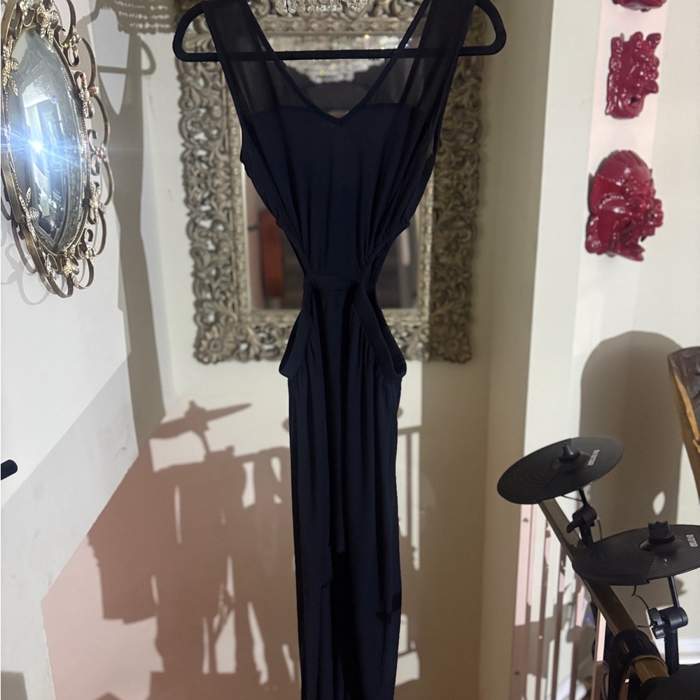 Mia Melon Black High Low with Side Cut Outs and Lettuce Trim